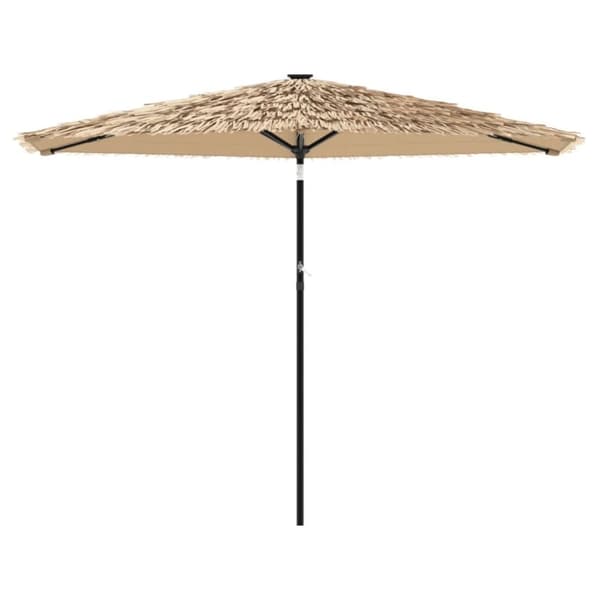 vidaXL Hageparasoll med LED med stålstang brun 288x288x225 cm