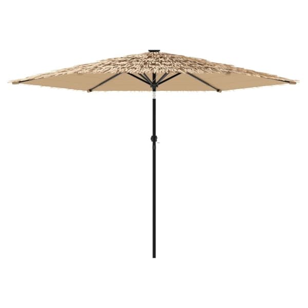vidaXL Hageparasoll med LED med stålstang brun 288x288x225 cm