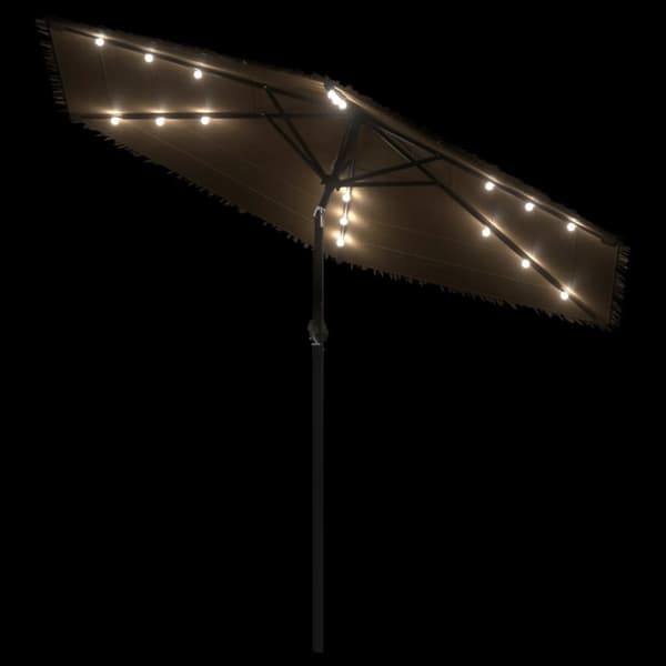 vidaXL Hageparasoll med LED med stålstang brun 288x288x225 cm