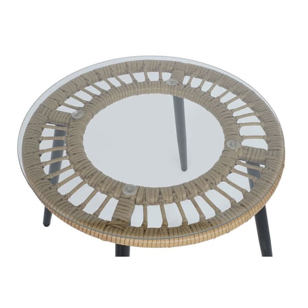 Set med bord och 2 fåtöljer DKD Home Decor Svart Grå Orange Naturell 55 x 55 x 47 cm