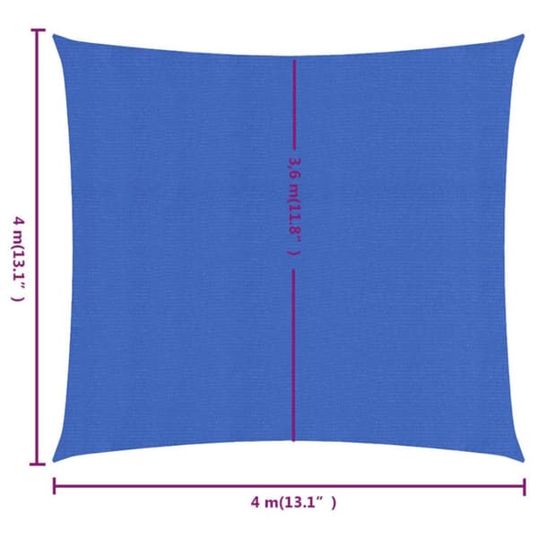 Solsegel 160 g/m² fyrkantig blå 4x4 m HDPE