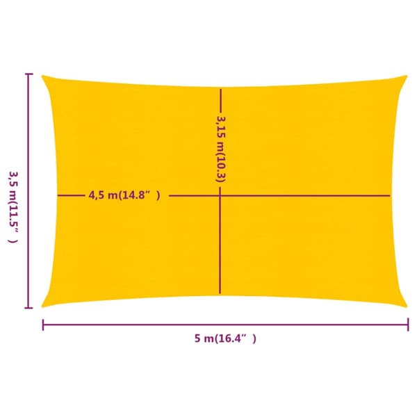 Solsegel 160 g/m² rektangulär gul 3,5x5 m HDPE