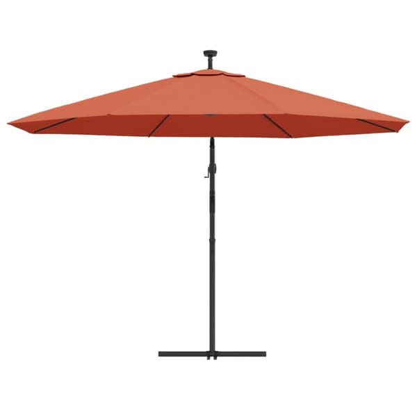 hængeparasol med LED-lys 350 cm terrakotta