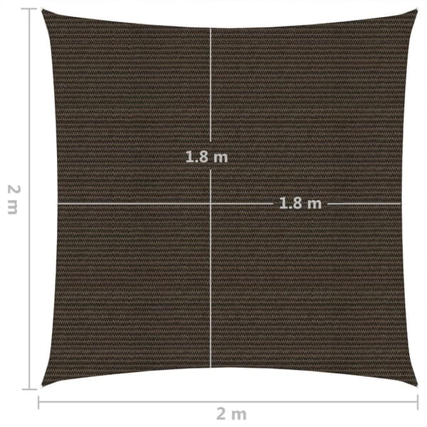 solsejl 2x2 m 160 g/m² HDPE brun