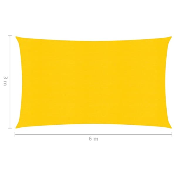 solsejl 3x6 m 160 g/m² HDPE gul