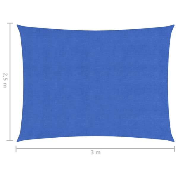 solsejl 2,5x3 m 160 g/m² HDPE blå
