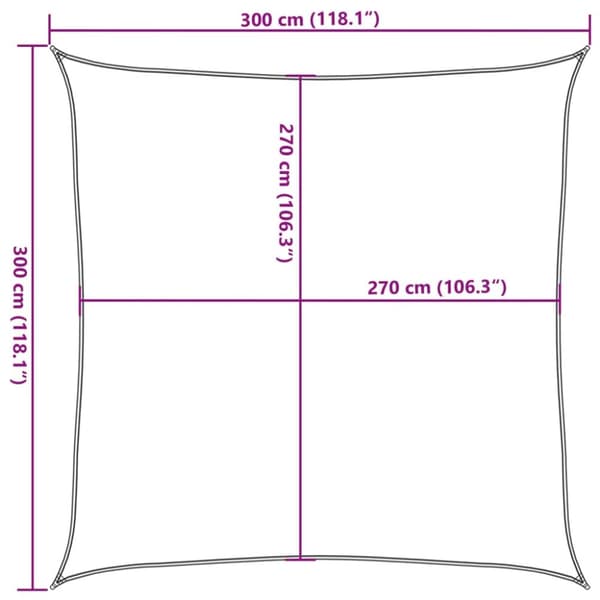Solsegel 160 g/m² fyrkantig sand 3x3 m HDPE