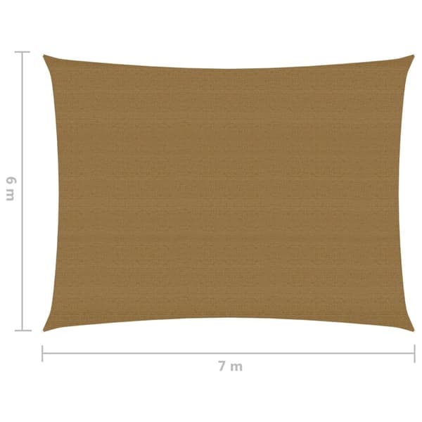 solsejl 160 g/m² 6x7 m HDPE gråbrun