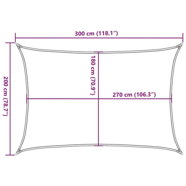 Solsegel 160 g/m² rektangulär ljusgrå 2x3 m HDPE