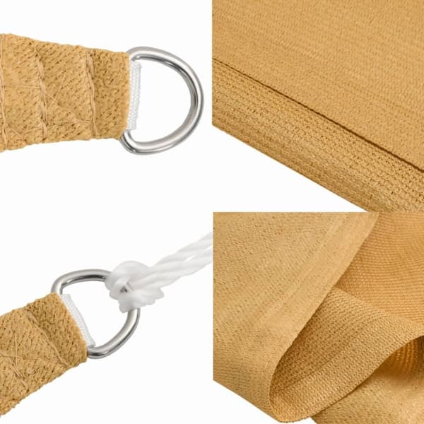 solsejl 3x4 m 160 g/m² HDPE rektangulær sandfarvet