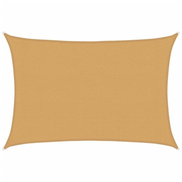 solsejl 3x4 m 160 g/m² HDPE rektangulær sandfarvet