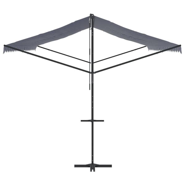 Fristående markis blå och vit 600x300 cm tyg och stål