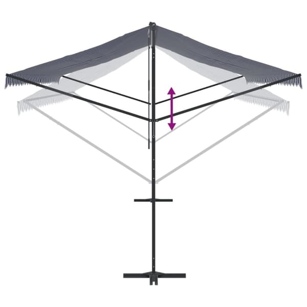 Fristående markis blå och vit 600x300 cm tyg och stål