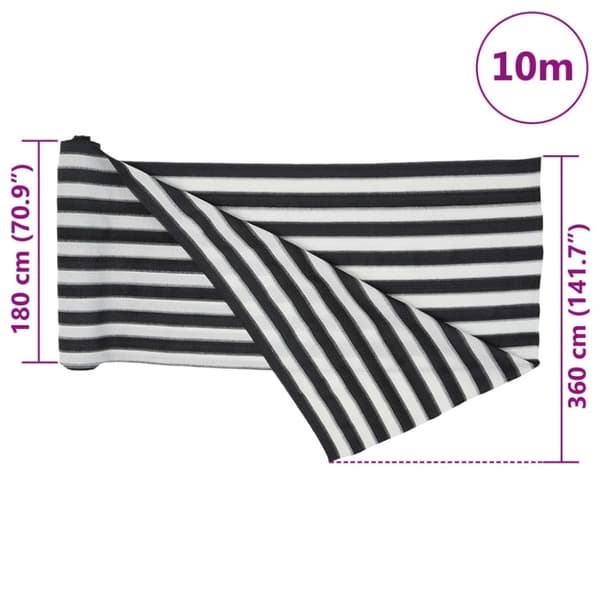 Insynsskyddsnät antracit och vit 3,6x10 m HDPE 75 g/m²