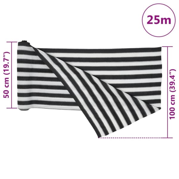 Insynsskyddsnät antracit och vit 1x25 m HDPE 75 g/m²