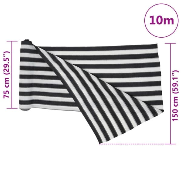 Insynsskyddsnät antracit och vit 1,5x10 m HDPE 150 g/m²