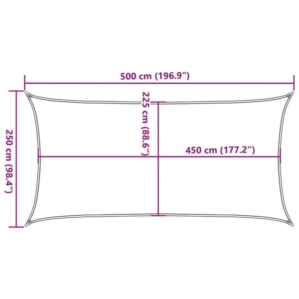 Solsegel 160 g/m² rektangulär ljusgrå 2,5x5 m HDPE