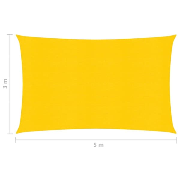 solsejl 3x5 m 160 g/m² HDPE gul