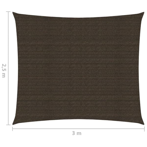 solsejl 2,5x3 m 160 g/m² HDPE brun