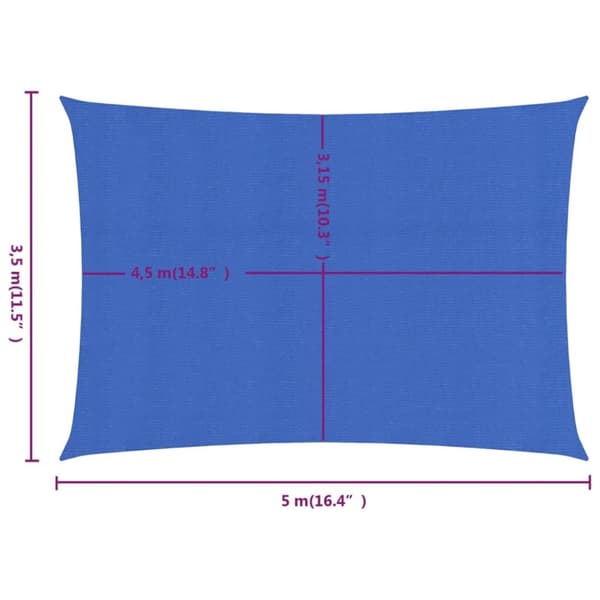 Solsegel 160 g/m² rektangulär blå 3,5x5 m HDPE