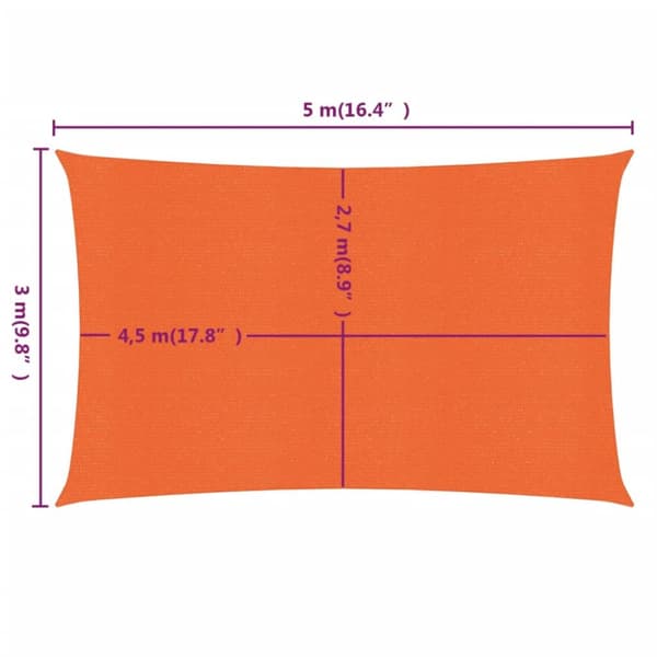 Solsegel 160 g/m² rektangulär orange 3x5 m HDPE