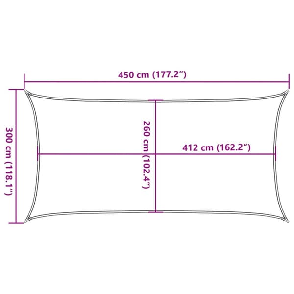 solsejl 4,5x3 m 100 % polyesterstof sandfarvet