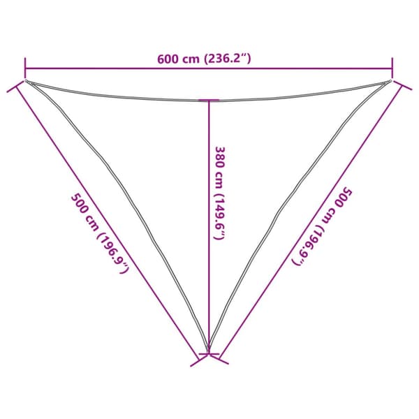 solsejl 5x5x6 m 100 % polyesterstof sandfarvet
