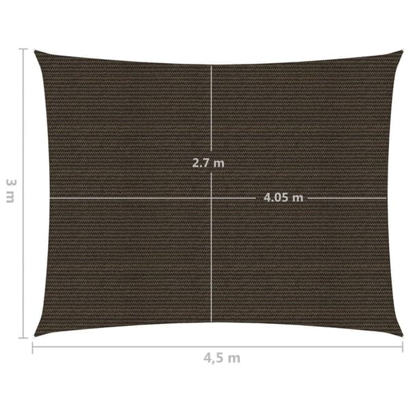 solsejl 3x4,5 m 160 g/m² HDPE brun