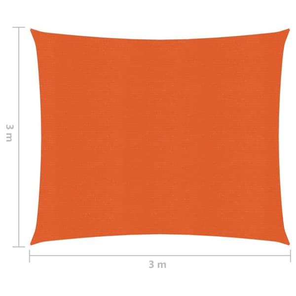 solsejl 3x3 m 160 g/m² HDPE orange