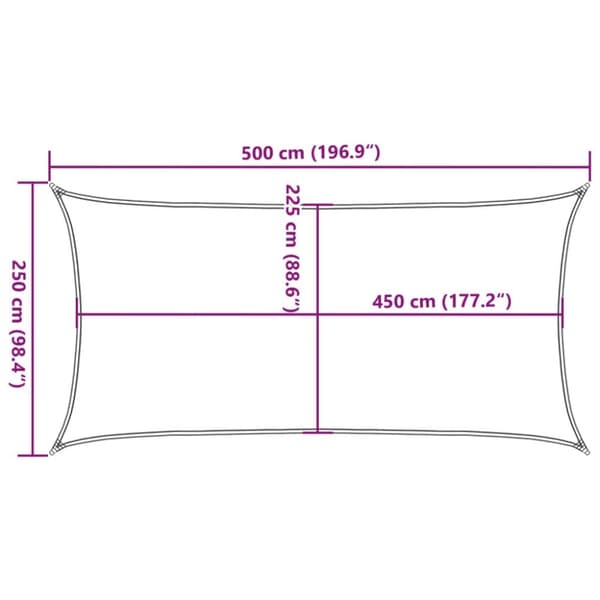 Solsegel 160 g/m² rektangulär sand 2,5x5 m HDPE