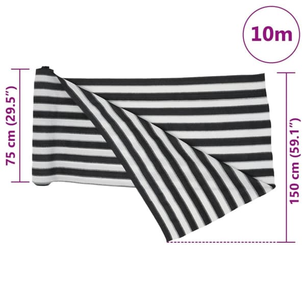 Insynsskyddsnät antracit och vit 1,5x10 m HDPE 195 g/m²
