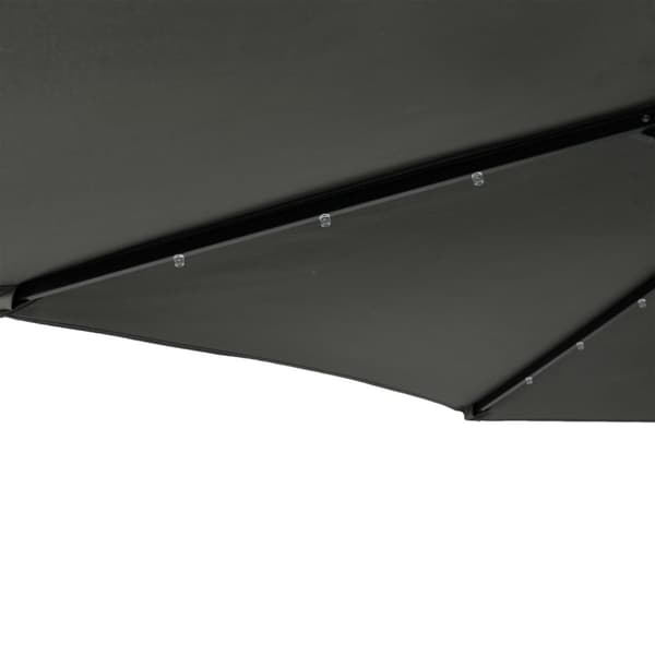 parasol med LED-lys og stålstang 225x225x212 cm antracitgrå