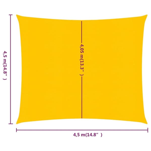 Solsegel 160 g/m² fyrkantig gul 4,5x4,5 m HDPE