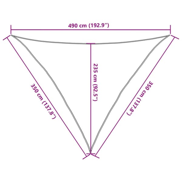 solsejl 3,5x3,5x4,9 m 100 % polyesterstof lysegrå