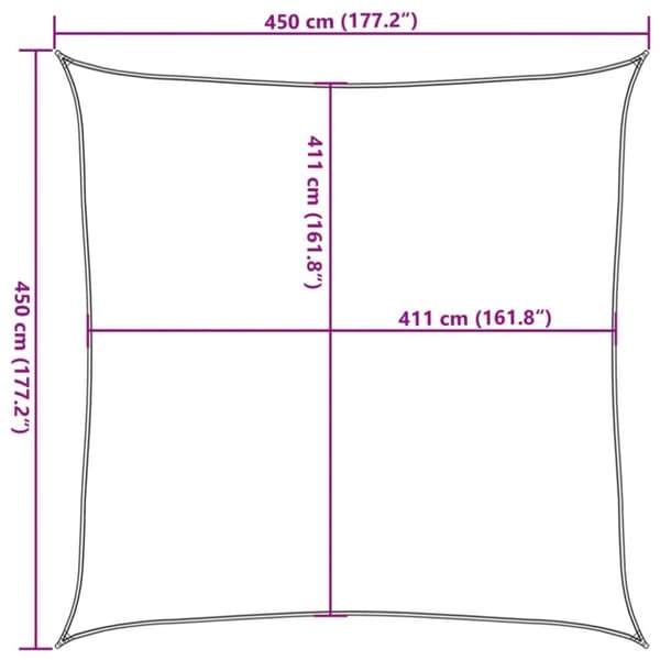 Aurinkopurje vaaleanharmaa 4,5x4,5 m 100% Oxford polyesteri