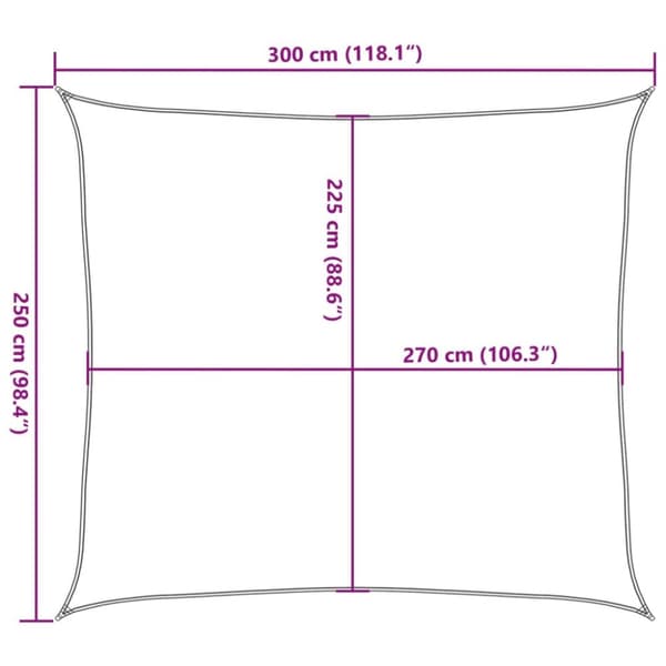 Solsegel 160 g/m² rektangulär ljusgrå 2,5x3 m HDPE