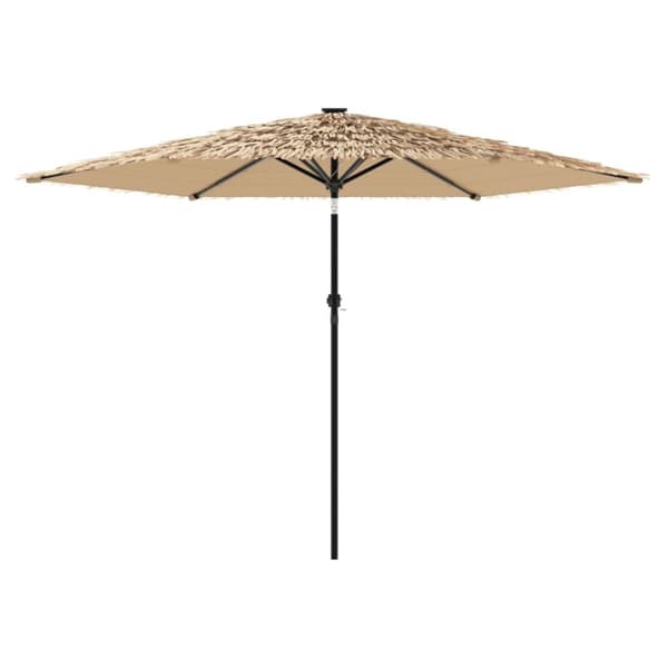 haveparasol med LED-lys og stålstang 288x288x225 cm brun