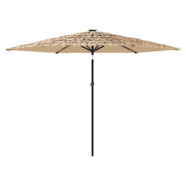 haveparasol med LED-lys og stålstang 288x288x225 cm brun