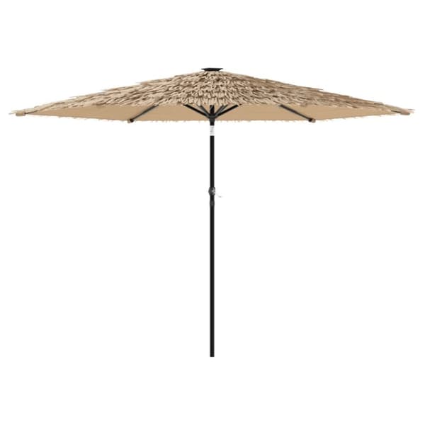 haveparasol med LED-lys og stålstang 288x288x225 cm brun