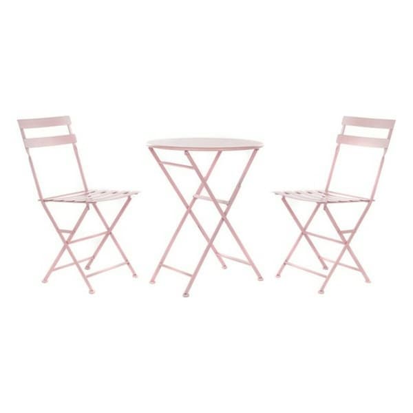Pöytäsetti 2 tuolilla DKD Home Decor MB-177410 Pinkki 60 x 60 x 75 cm (3 pcs)