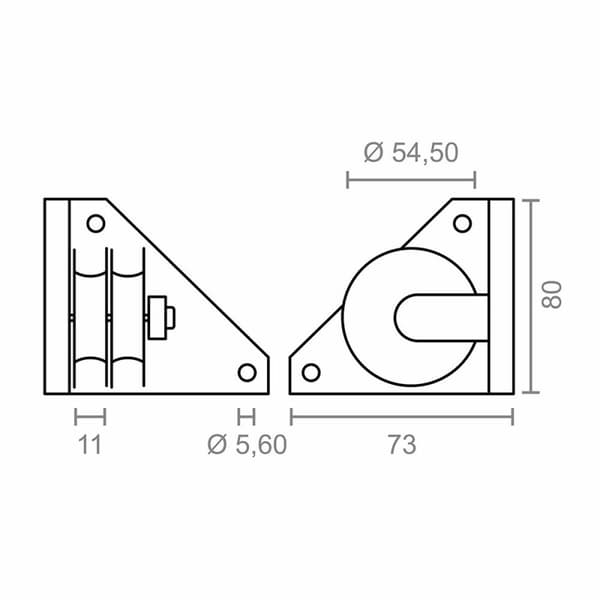 Remskiva för pergola Micel TLD20 Nylon 7,3 x 7,3 x 8 cm Oldalsó Vit