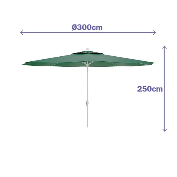 Marbueno Paraply Stål 8 Ribbor D300 cm Polyester Grön Trädgård, Pool och Terrass 10190