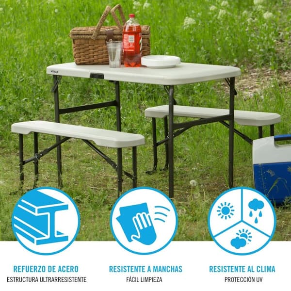 Sammenklappeligt bord Lifetime Flødefarvet 106,5 x 73,5 x 61 cm Stål Plastik