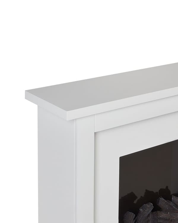 Elektrisk Eldstad Värmare Vit MDF Mantel LED Eldflammor med Termostat Fläkt Fjärrkontroll Vardagsrum Sovrum