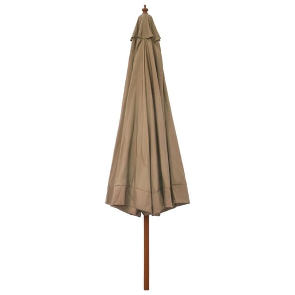 Trädgårdsparasoll med trästång 330 cm taupe