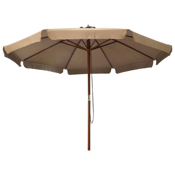 Trädgårdsparasoll med trästång 330 cm taupe