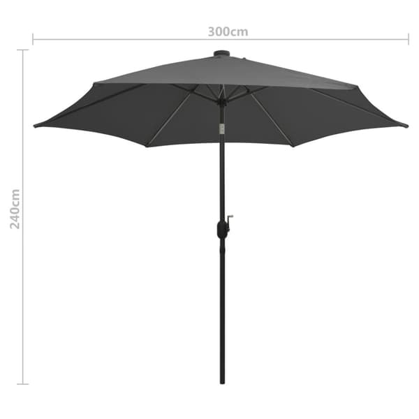 Parasoll med LEDs och aluminiumstång 300 cm antracit