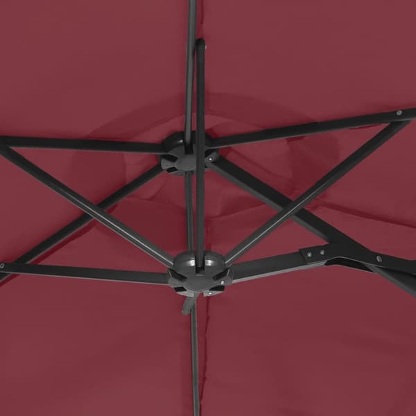 Trädgårdsparasoll dubbelt med LEDs vinröd 316x240 cm