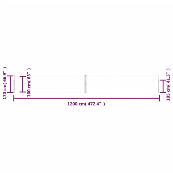 Infällbar sidomarkis 170x1200 cm blå