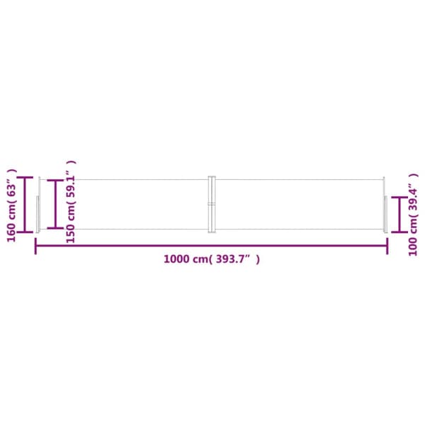 Infällbar sidomarkis antracit 160x1000 cm
